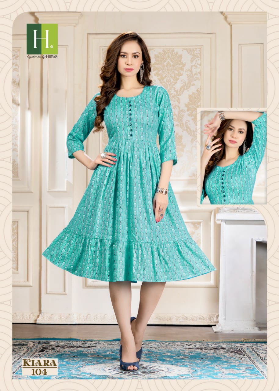 Hirwa Kiara Regular Wear Wholesale Printed  Designer Kurtis
